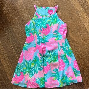 Lily Pulitzer Tropical Pink and Green Sleeveless Dress, girls size 7